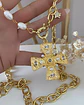 Collar XL Maxi Cruz Perlas Cristales Gold - Miniatura 2