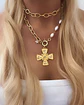 Collar XL Maxi Cruz Perlas Cristales Gold - Miniatura 5