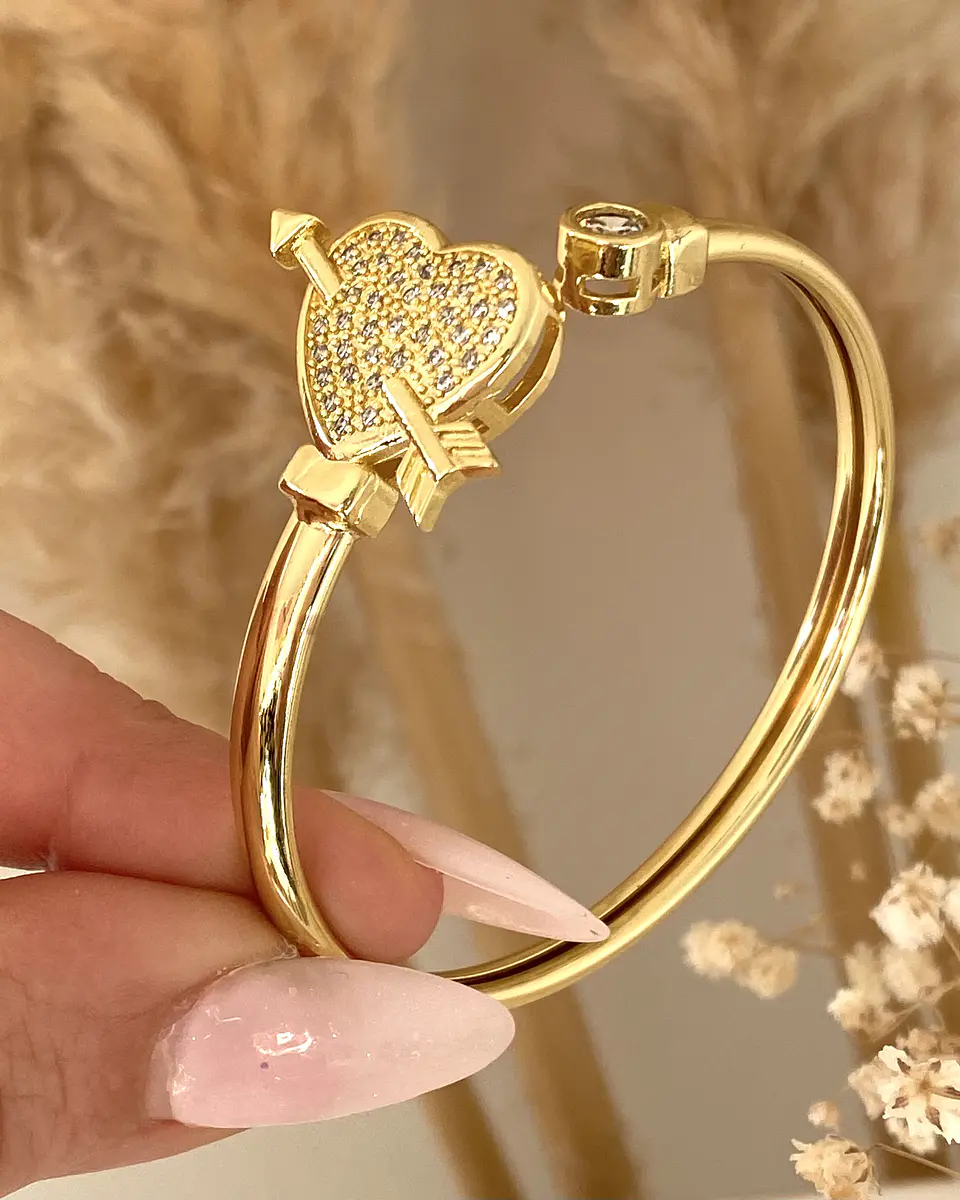 Pulsera Esclava Corazón Flechado Gold 2