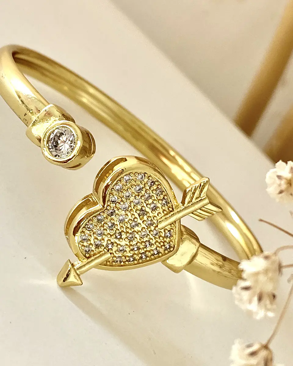 Pulsera Esclava Corazón Flechado Gold 1
