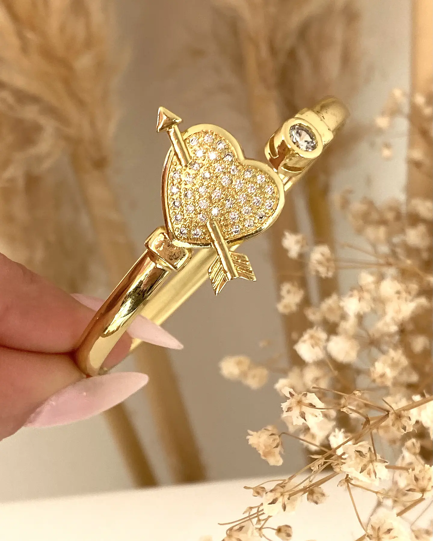 Pulsera Esclava Corazón Flechado Gold 3