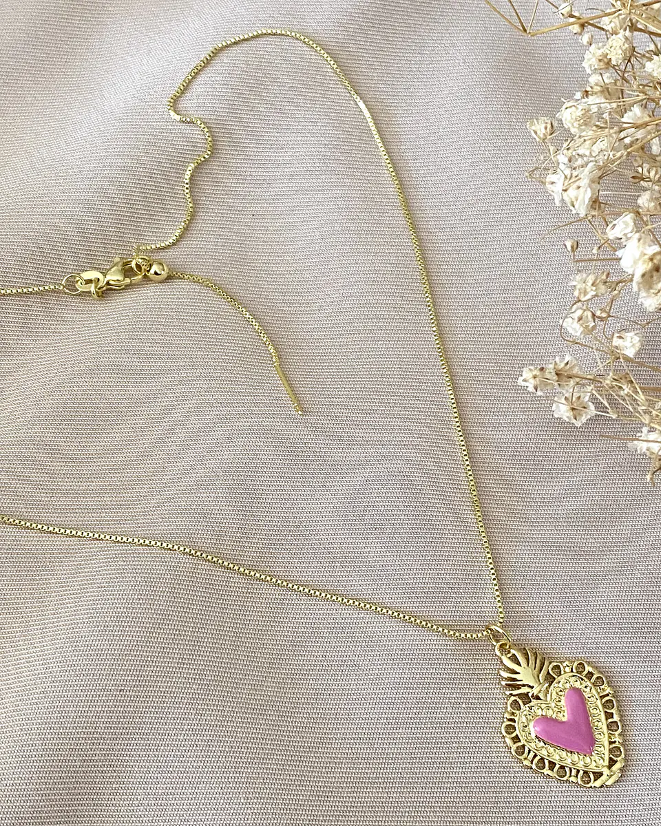 Collar Corazón Sagrado rosa gold 2