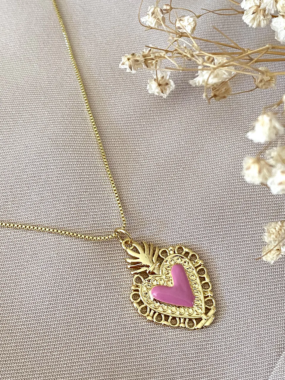 Collar Corazón Sagrado rosa gold 4