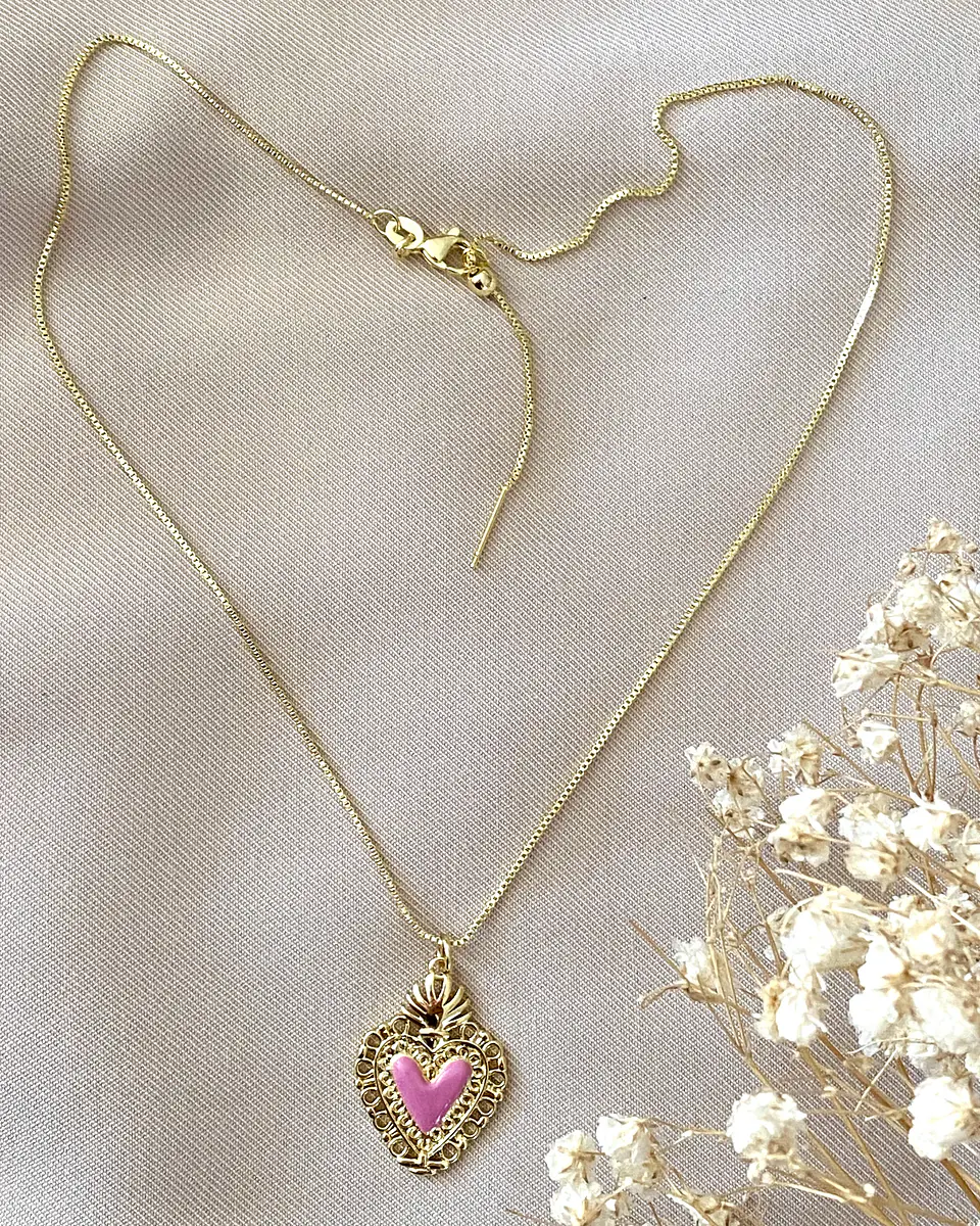 Collar Corazón Sagrado rosa gold 5