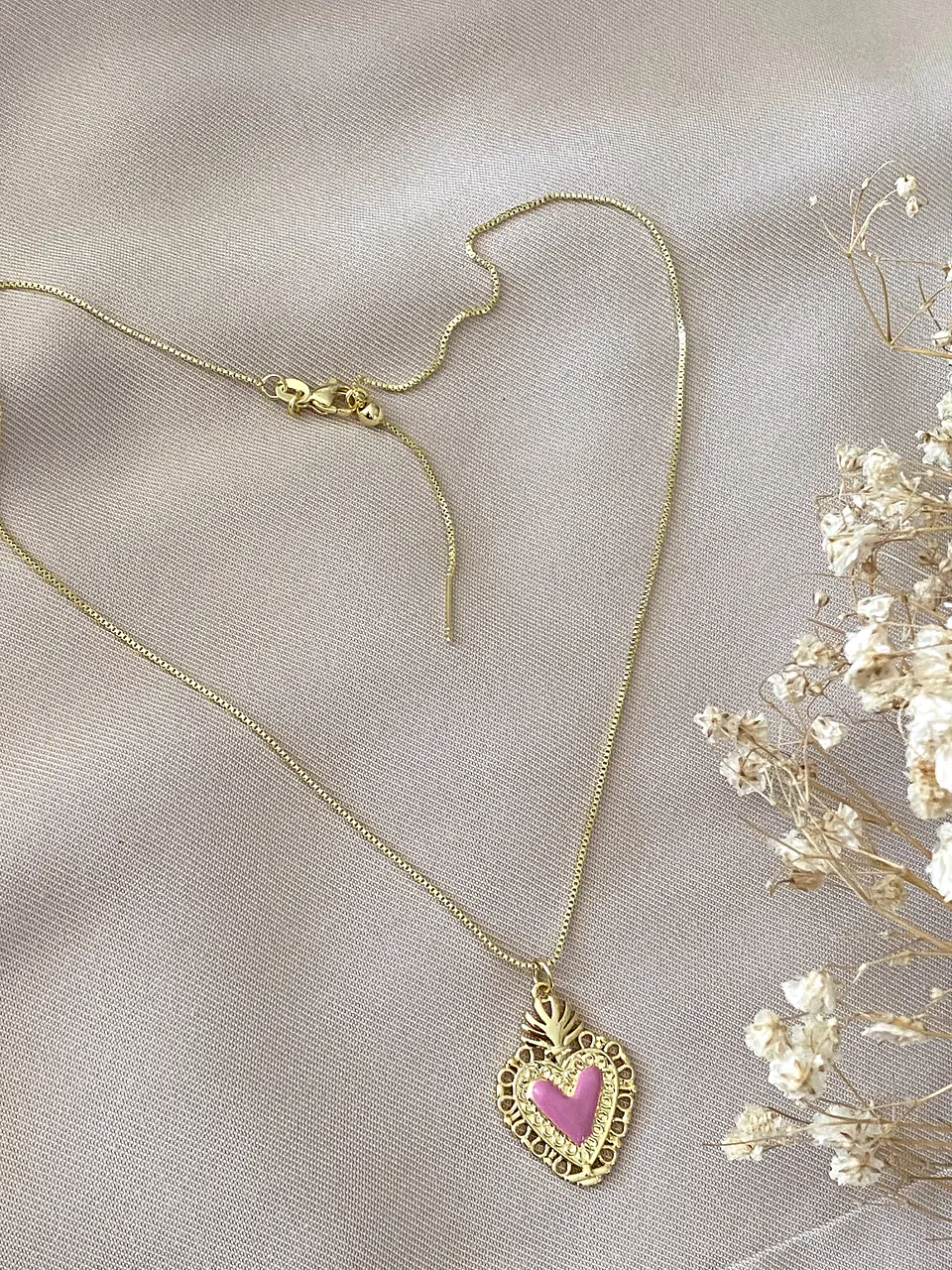 Collar Corazón Sagrado rosa gold 6