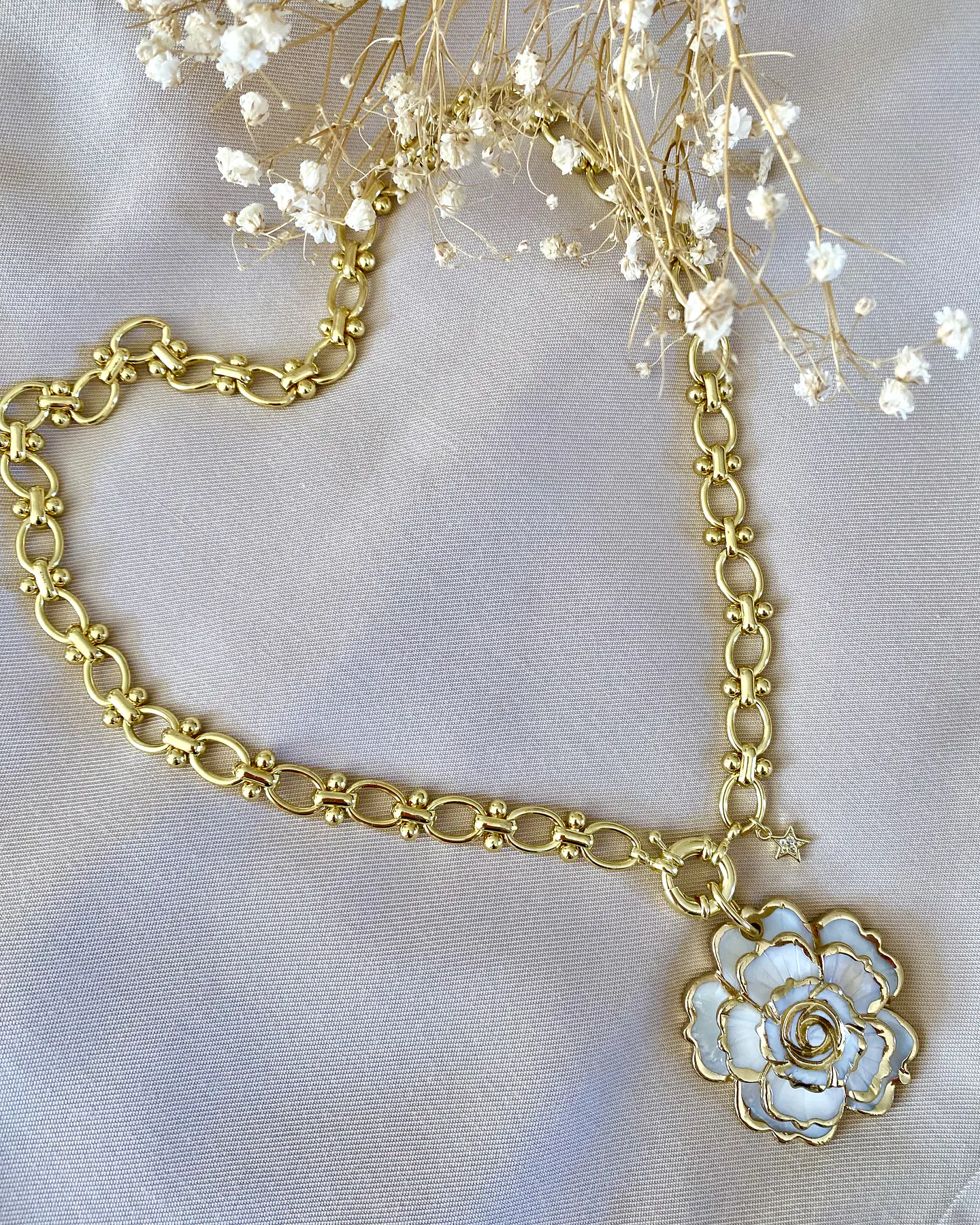 Collar Maxi Camelia Eslabones mixtos grandes Gold 8
