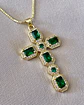 Collar Cadena Cruz Cristales Verdes  - Miniatura 1