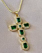 Collar Cadena Cruz Cristales Verdes  - Miniatura 4