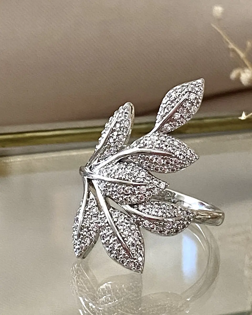 Anillo Hojas Circones Micropavé  Silver  3