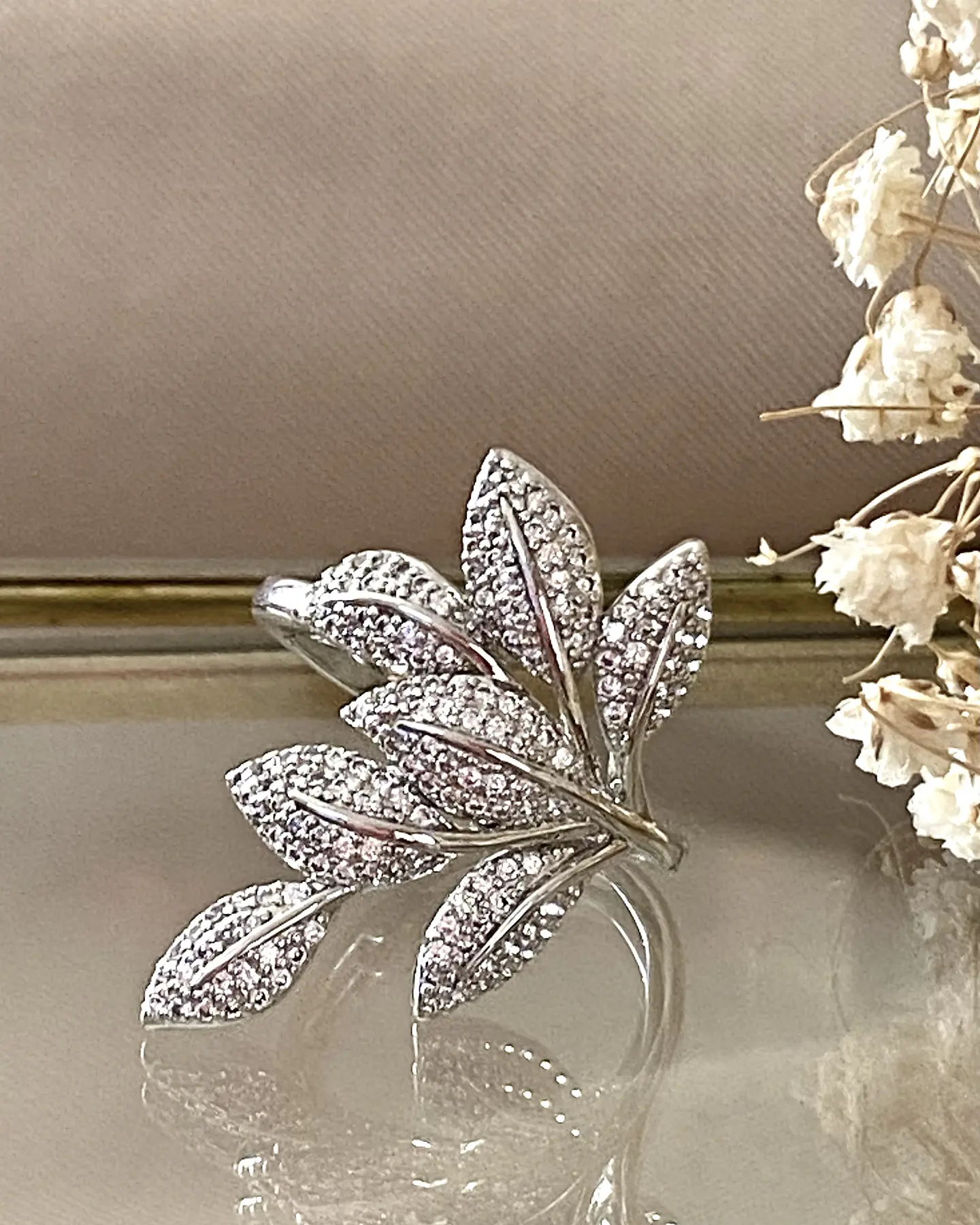 Anillo Hojas Circones Micropavé  Silver  5