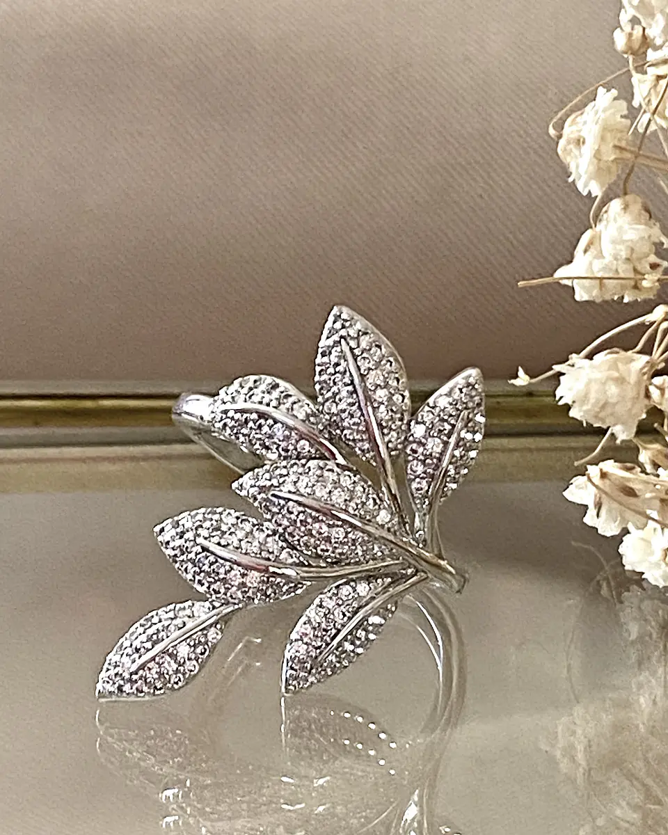 Anillo Hojas Circones Micropavé  Silver  5