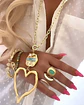 Collar XL Maxi Corazon Silueta Turquesa Gold - Miniatura 2
