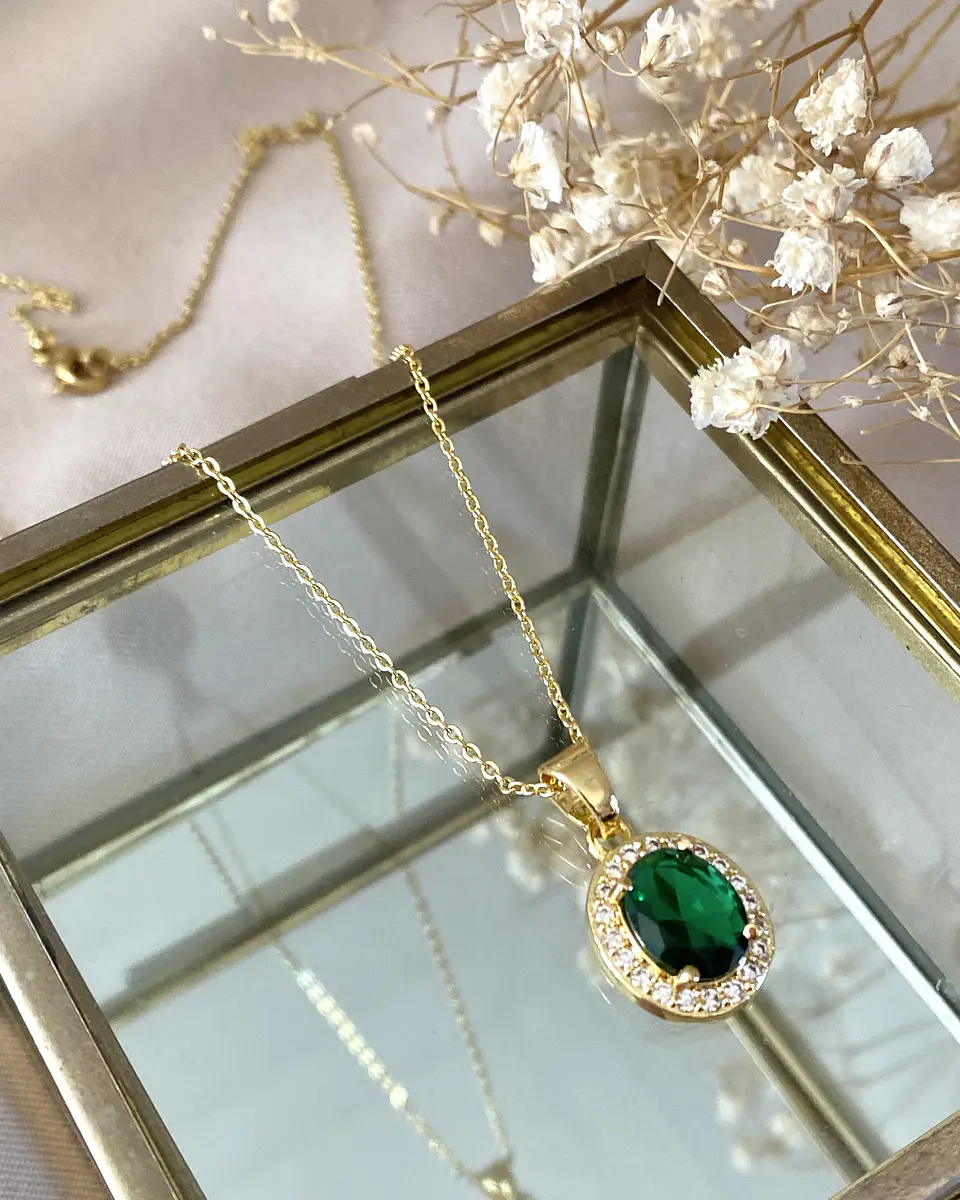 Cadena Colgante Cristal Checo Facetado Gold 1