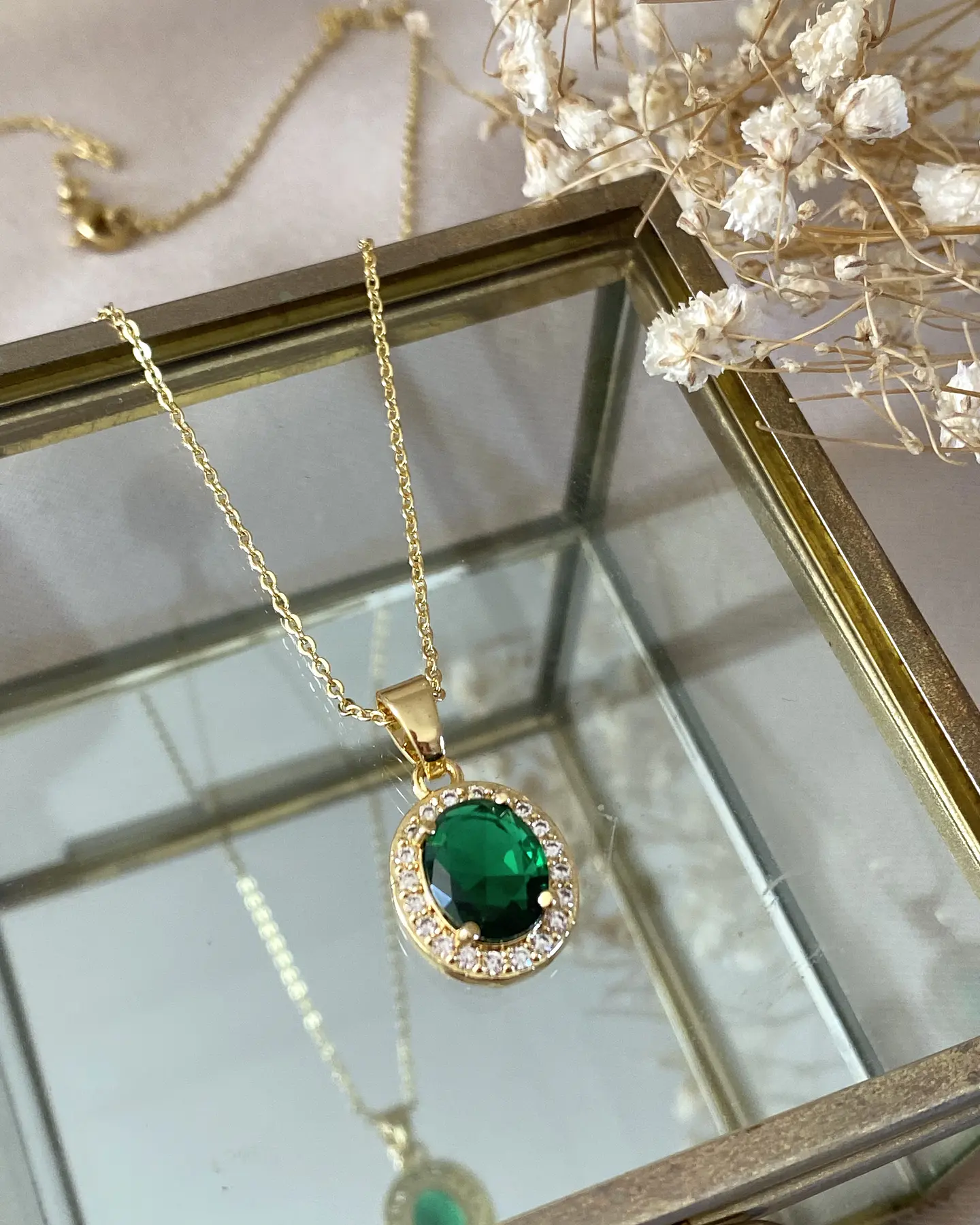 Cadena Colgante Cristal Checo Facetado Gold 2