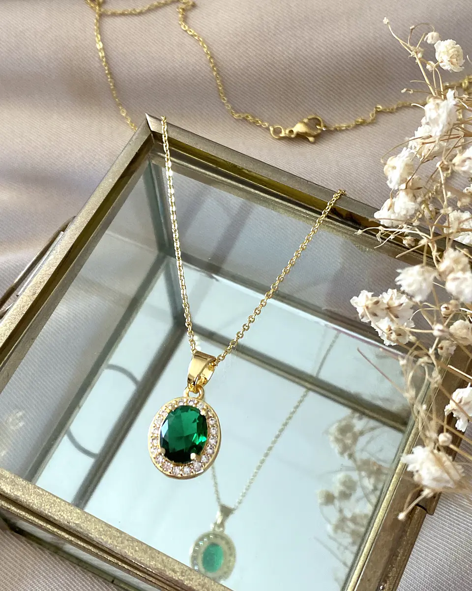 Cadena Colgante Cristal Checo Facetado Gold 3
