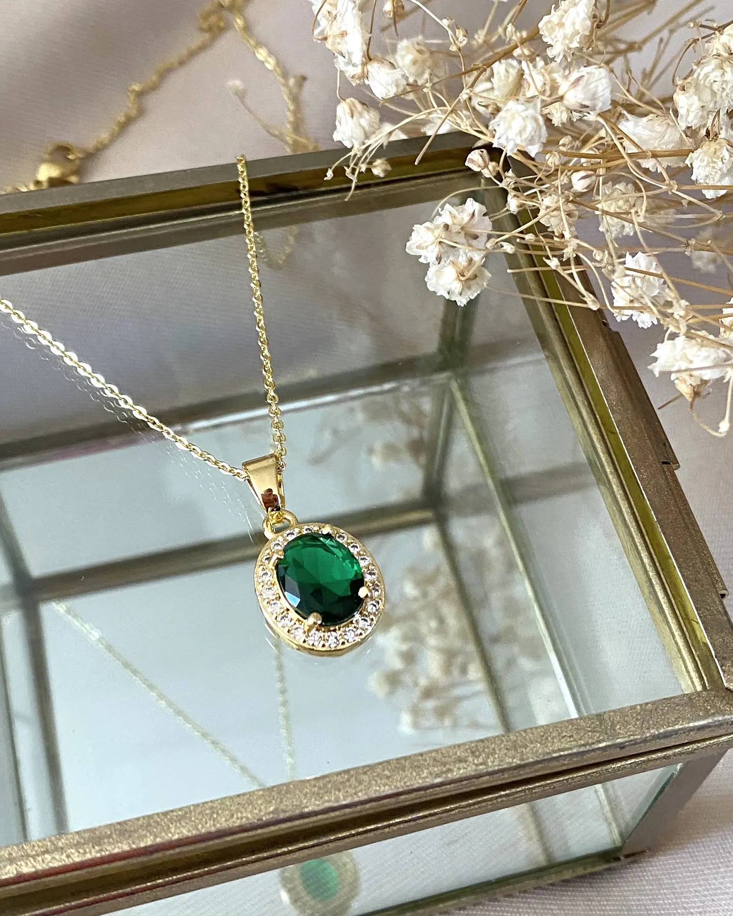 Cadena Colgante Cristal Checo Facetado Gold 4