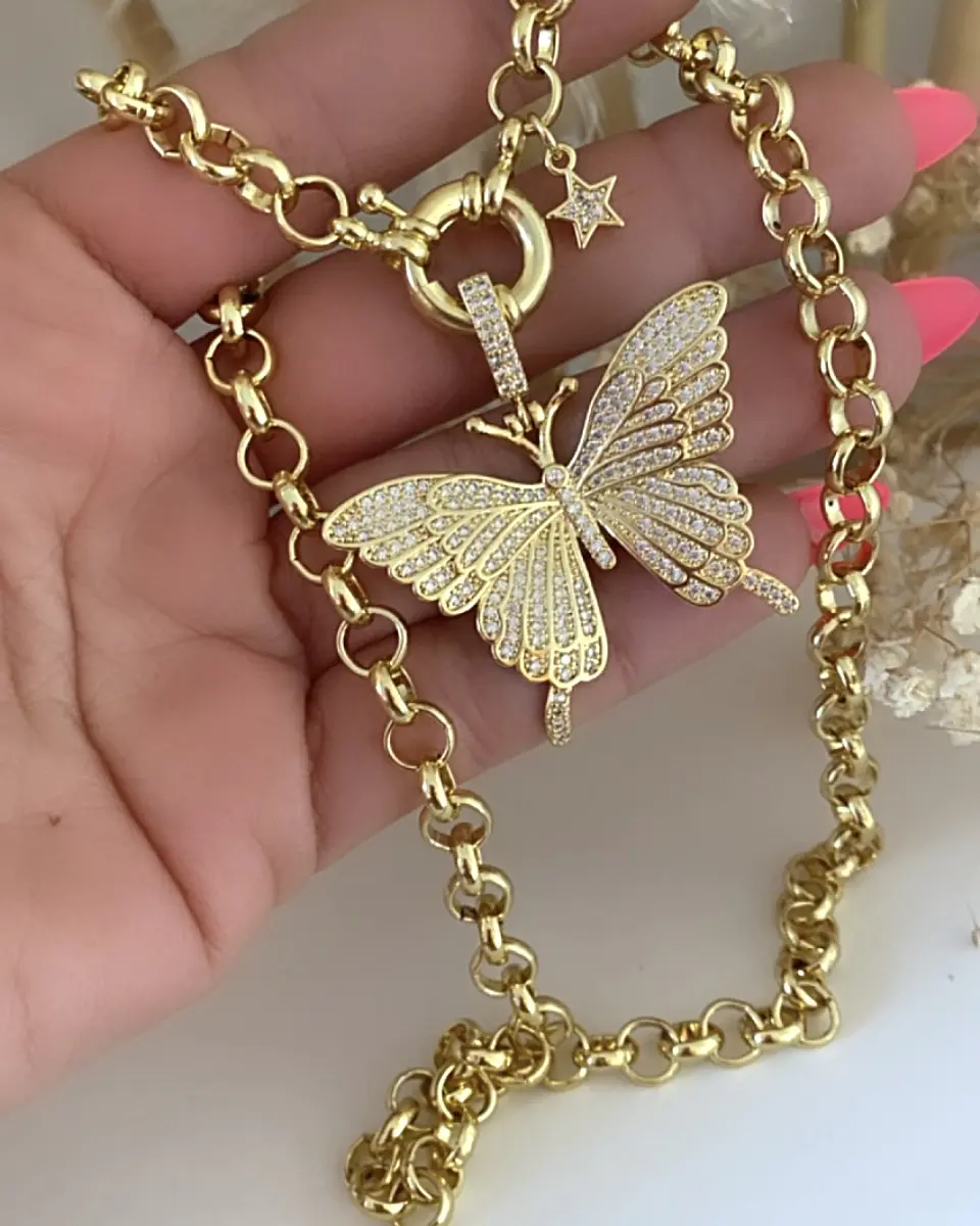 Collar Maxi Mariposa Circones punto de luz gold 1