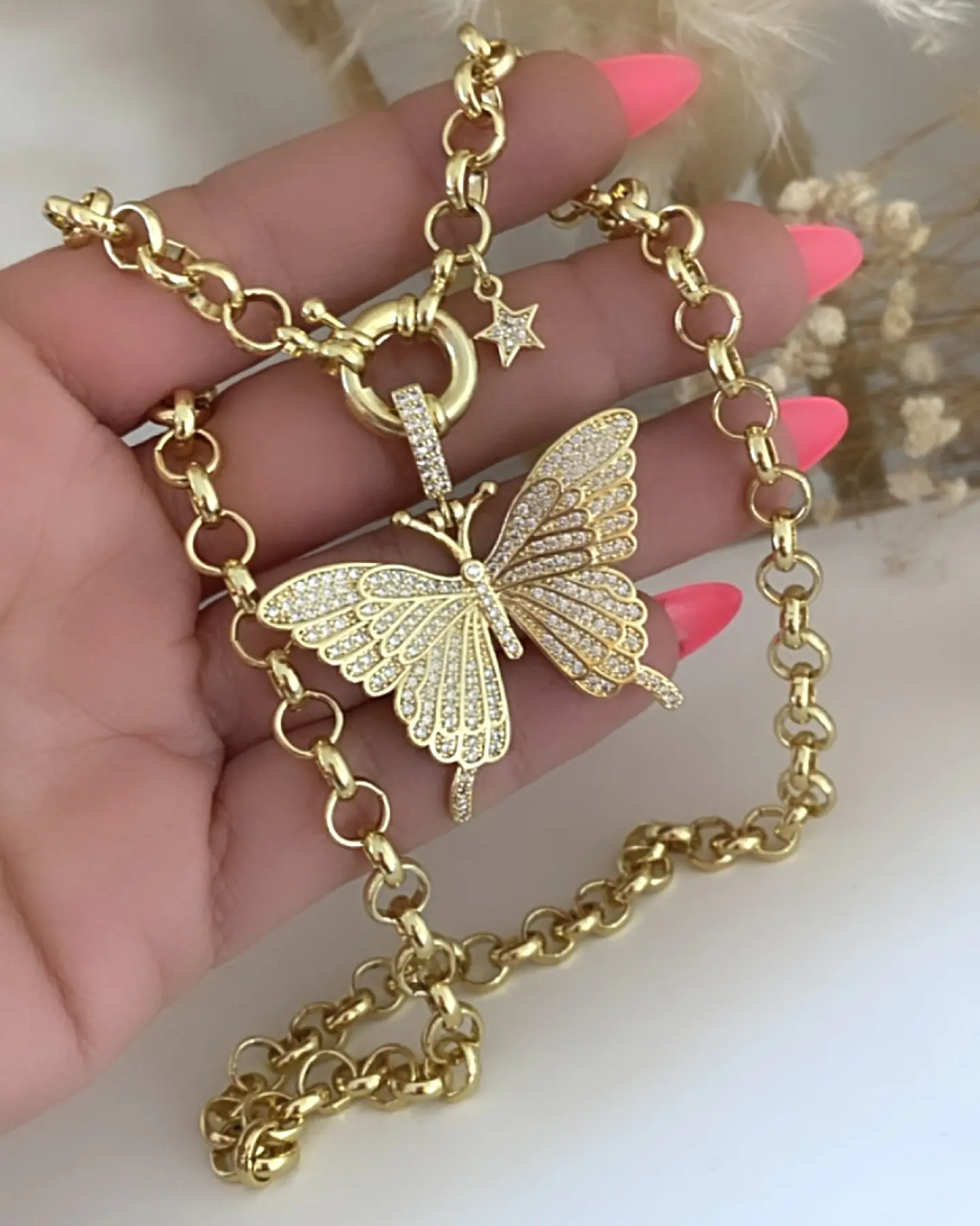 Collar Maxi Mariposa Circones punto de luz gold 3