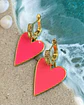 Aros Corazones Esmaltados Fucsia Gold - Miniatura 1