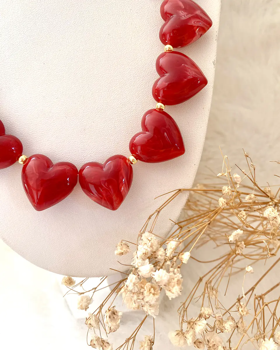 Collar Maxi Cuore Rossi Gold 3