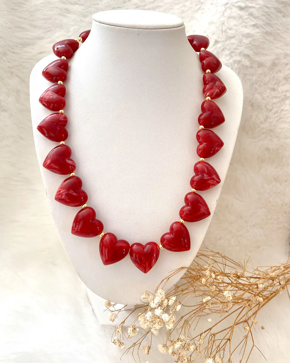 Collar Maxi Cuore Rossi Gold 4