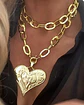 Collar XL maxi Corazon y eslabones martillados gold - Miniatura 1
