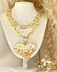 Collar XL maxi Corazon y eslabones martillados gold - Miniatura 6