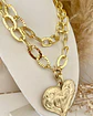 Collar XL maxi Corazon y eslabones martillados gold - Miniatura 7