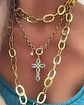 Collar Cruz calipso eslabones rolo punto luz gold - Miniatura 6