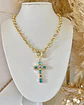 Collar Cruz calipso eslabones rolo punto luz gold - Miniatura 4