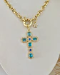 Collar Cruz calipso eslabones rolo punto luz gold - Miniatura 7