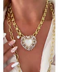 Collar maxi eslabones Corazón Virgen Nácar cristales gold - Miniatura 1