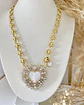 Collar maxi eslabones Corazón Virgen Nácar cristales gold - Miniatura 8