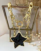 Collar Maxi Estrella Obsidiana Eslabones rectangulares gold  - Miniatura 2