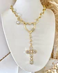 Collar Cruz Cristales conector Corazón gold  - Miniatura 2