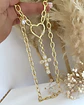 Collar Cruz Cristales conector Corazón gold  - Miniatura 1