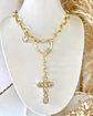 Collar Cruz Cristales conector Corazón gold  - Miniatura 5