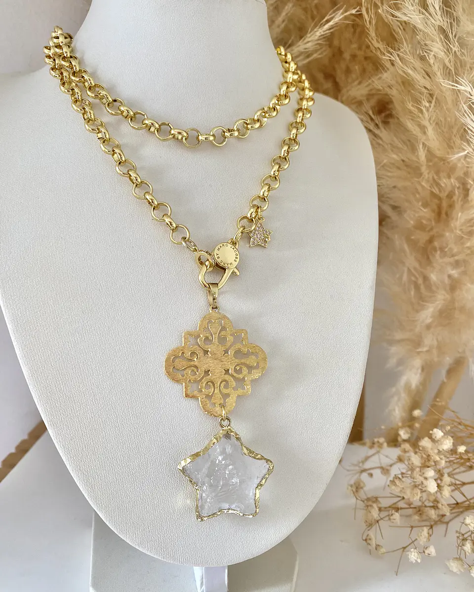 Collar XL Estrella Cuarzo Mandala Gold 2