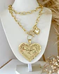 Collar XL Maxi Corazon Martillado maxi eslabones gold  - Miniatura 1