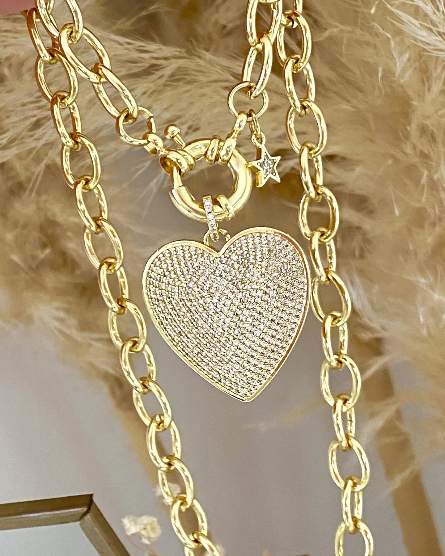 Collar Corazón Circones punto de luz Gold   3