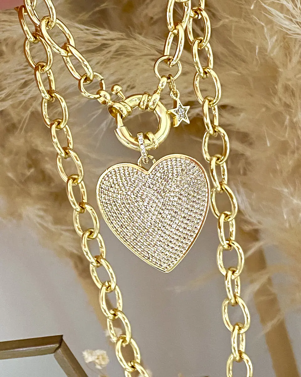 Collar Corazón Circones punto de luz Gold   3