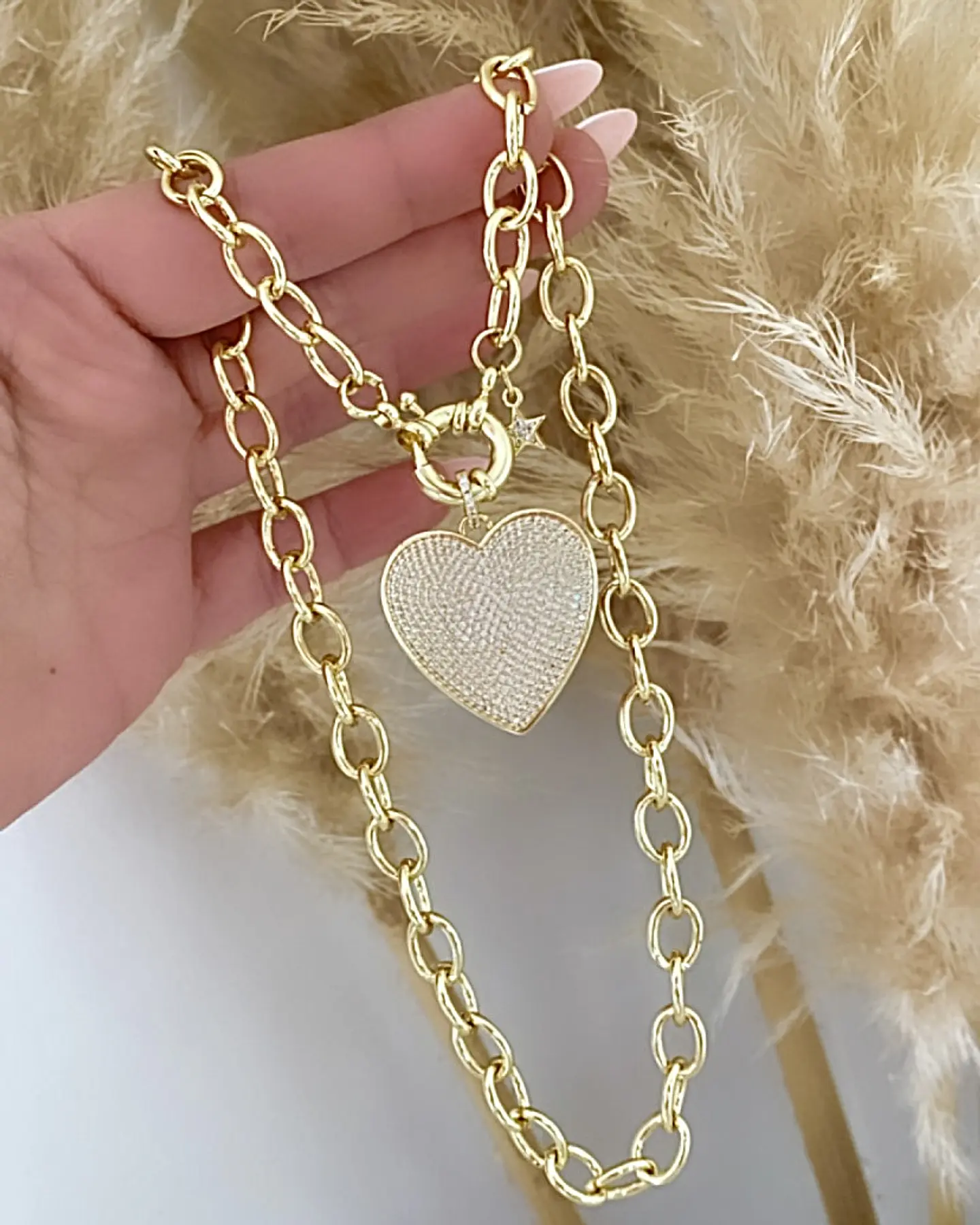 Collar Corazón Circones punto de luz Gold   5