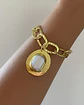 Pulsera Maxi Medallón Nácar Eslabones Martillados - Miniatura 1