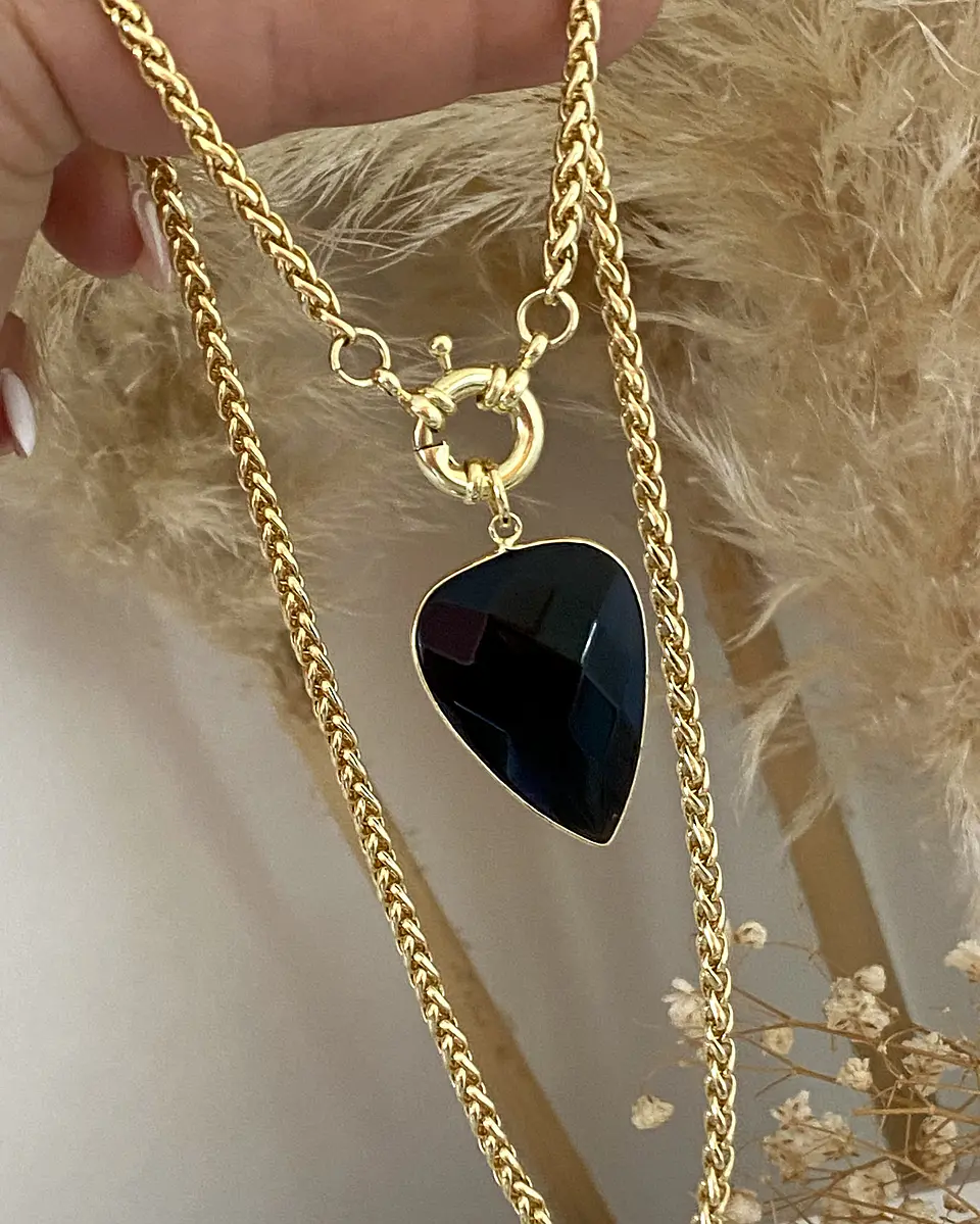 Collar Gota Onyx facetado gold 2