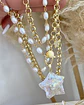 Collar XL Estrella Cuarzo Tornasol con  Perlas de río - Miniatura 2