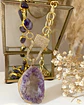 Collar XL Maxi cuarzo Amatistas eslabones broche candado luxury gold - Miniatura 1