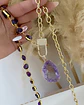Collar XL Maxi cuarzo Amatistas eslabones broche candado luxury gold - Miniatura 4