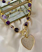 Collar Amatistas Pulidas Corazón Circones Gold - Miniatura 1