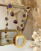 Collar Amatistas Pulidas Medallón Perla Gold - Miniatura 5