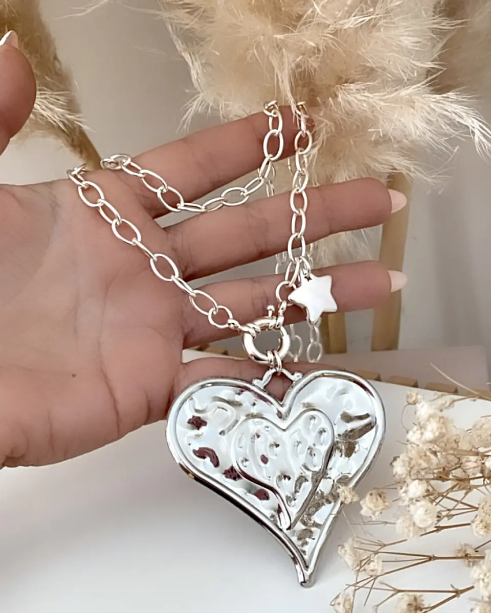 Colla XL Maxi Corazon Silver con Estrellita lateral  2